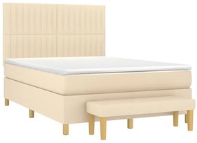 Cama com molas/colchão 140x190 cm tecido cor creme