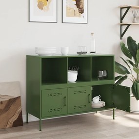 Aparador 100,5x39x79 cm aço verde-azeitona