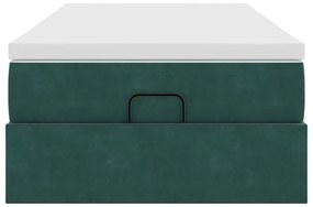Estrutura de cama otomana colchão 90x200 cm veludo verde escuro