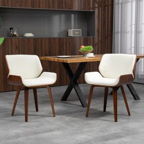 Conjunto de 2 cadeiras de jantar de estilo vintage com assento revestido a material sintético, 54 x 53 x 81 cm, branco e castanho