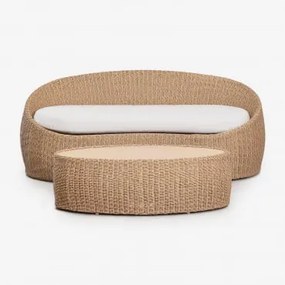 Conjunto De Jardim Com Sofá De 3 Lugares E Mesa De Centro Em Madeira De Acácia E Rattan Sintético Clarnyx Natural - Sklum