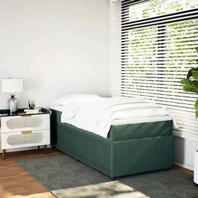 Cama com molas/colchão 90x190 cm veludo verde-escuro