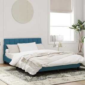 Estrutura de cama com cabeceira 140x190 cm veludo azul