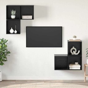 vidaXL Conjunto de Estantes para TV 4 pcs Carvalho preto