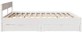 Cama sem colchão 200x200 cm madeira de pinho maciça branco