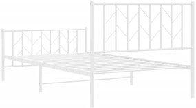 Estrutura de cama com cabeceira e pés 107x203 cm metal branco