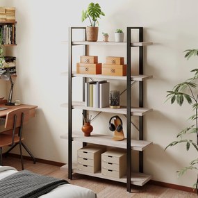 Estante vintage com 5 prateleiras 33,5 x 105 x 177,5 cm greige-preto