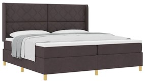 Cama Box com Colchão Marrom, 200x200 cm em Tecido