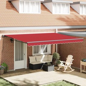 vidaXL Toldo Retrátil Manual Vermelho 450x300 cm Poliéster e Metal