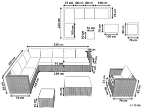 Conjunto de jardim modular 8 lugares em rattan sintético branco XXL Beliani