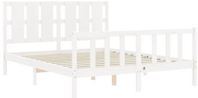 Estrutura de cama King Size com cabeceira madeira maciça branco