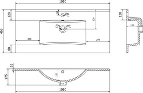 Mexen Atena lavatório embutido em bancada 101 x 46 cm, branco - 25011000