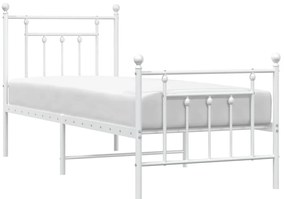 Estrutura de cama com cabeceira e pés 75x190 cm metal branco