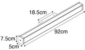 Candeeiro de parede para casa de banho latão 92 cm com LED IP44 - Cascada Moderno