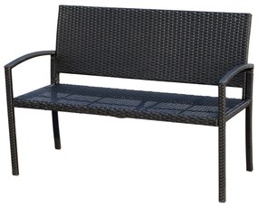 Banco Jardím Lounge Cadeira 2 Lugares Móveis para Jardím Exterior Terraço 2 Lugares Rattan Sintético Carga 320kg 122x60x87cm Estrutura Aço