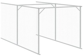 Casota cães c/ parque 110x1221x110 cm aço galvaniz. cinza-claro