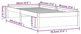 Estrutura de cama 90x200 cm madeira maciça