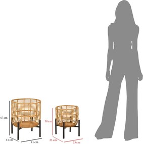CONJUNTO DE 2 PORTA-VASOS DE RATTAN Ø 41X47-33X39 CM MULTICOLORIDO (PLANTAS NÃO INCLUÍDAS)