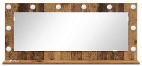 Espelho de Maquiagem com Luzes LED Madeira Antiga 100x45x18 cm