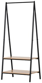 HOMCOM Suporte para Cabides com 2 Prateleiras de Armazenamento Barra para Pendurar e Estrutura de Aço 64x42,5x149 cm Preto