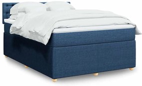 Cama com molas/colchão 140x200 cm tecido azul