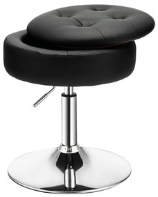 Banqueta para maquiagem com espaço de armazenamento Banqueta giratória 360° feita de couro PU rosa