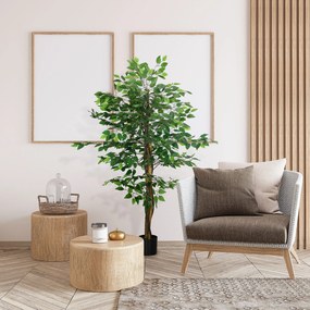 HOMCOM Planta Figueira Artificial com Tronco Realista 150 cm Planta Ar