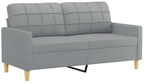3 pcs conjunto de sofás com almofadas tecido cinzento-claro