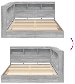 Cama com Estante Cinza Sonoma 140x200 cm Madeira Industrial