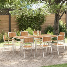 Conjunto de Jantar de Jardim vidaXL de 9 peças de Madeira Maciça de Teca