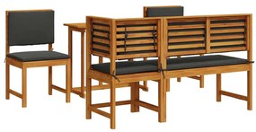Conjunto de Jantar para o Jardim de 5 Peças vidaXL com Almofadas em Ma