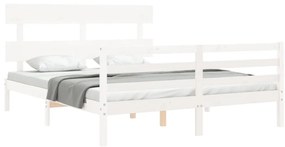 Estrutura de cama com cabeceira 160x200 cm madeira maciça