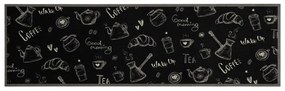 Tapete de cozinha lavável 45x150 cm veludo padrão morning preto