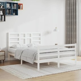 Estrutura de cama 120x200 cm madeira maciça branco