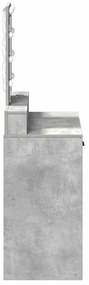 mesa de maquilhagem vidaXL com luzes LED cinza de betão 79x41x140 cm