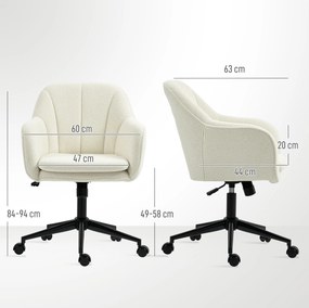 Cadeira de escritório, cadeira ergonómica de escritório com regulação de altura, cadeira giratória, função de balanço, bege