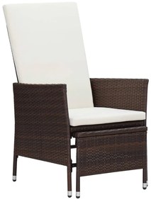 2 pcs conjunto lounge jardim c/ almofadões vime PE castanho