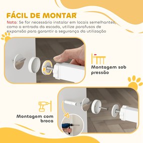 Barreira de Segurança para Cães com Largura Ajustável 76-104 cm  2 Extensões para Escadas e Portas 76-104x104 cm Branco