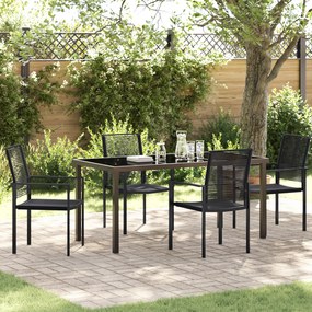 Conjunto de Jantar Jardim 5 Peças Preto Rattan PVC