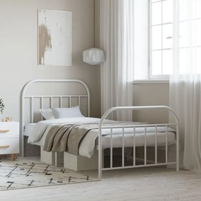 Estrutura de cama com cabeceira e pés 100x200 cm metal branco