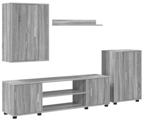 vidaXL Conjunto de móvel de TV 4 pcs Cinza Sonoma Madeira processada