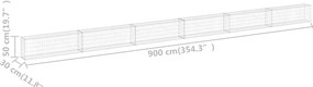 Muro gabião com tampas aço galvanizado 900x30x50 cm