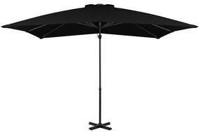 Guarda-sol cantilever com poste de alumínio 250x250 cm preto