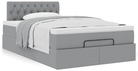 Cama otomana com colchão 120x190 cm tecido cinzento claro