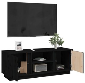 Móvel de TV 110x35x40,5 cm madeira de pinho maciça preto