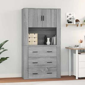 vidaXL Armário alto madeira processada sonoma cinza