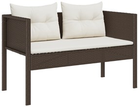 Conjunto de Sofá para Exterior Castanho e Creme