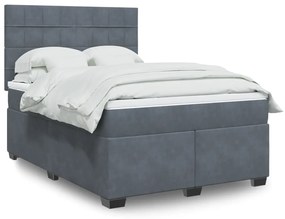 vidaXL Cama com molas/colchão 140x190 cm veludo cinzento-escuro