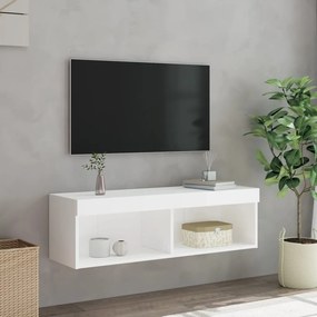 Móvel de TV com luzes LED 100x30x30 cm branco