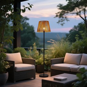 Candeeiro de pé para exterior preto com abajur de corda laranja IP44 - Virginia Jayla